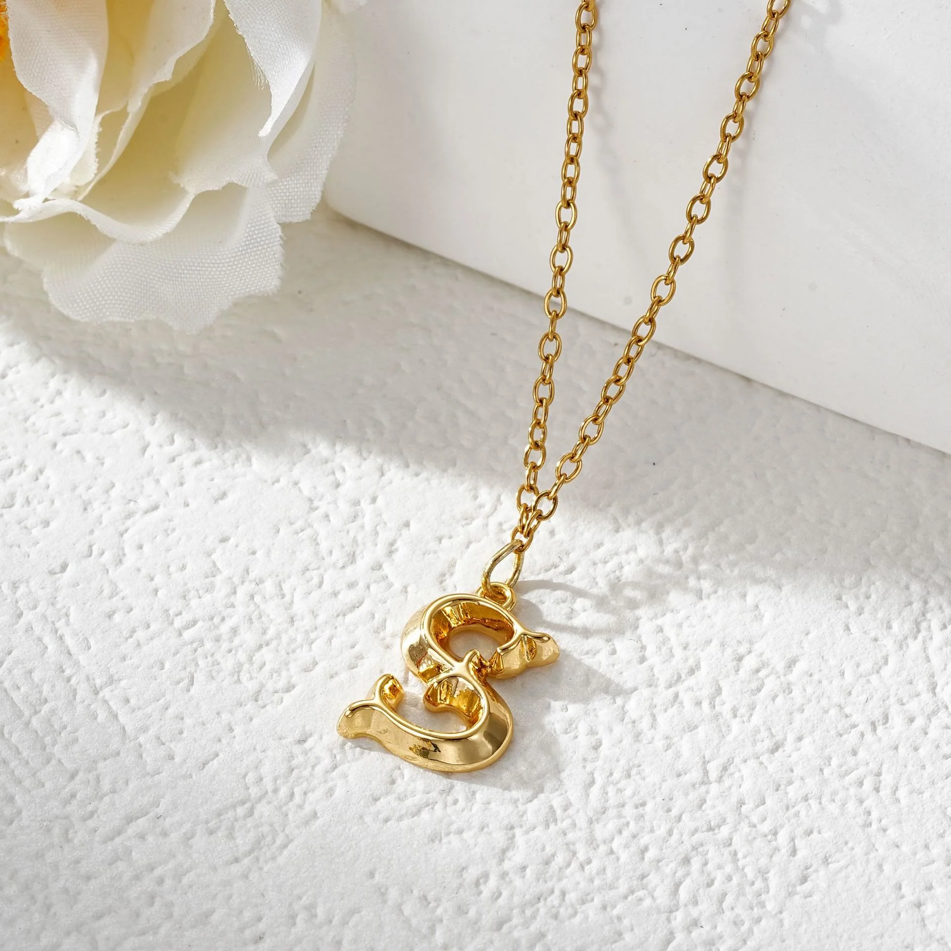 Elegant Golden & Sliver Letter Pendant Women's Necklace - Image 21