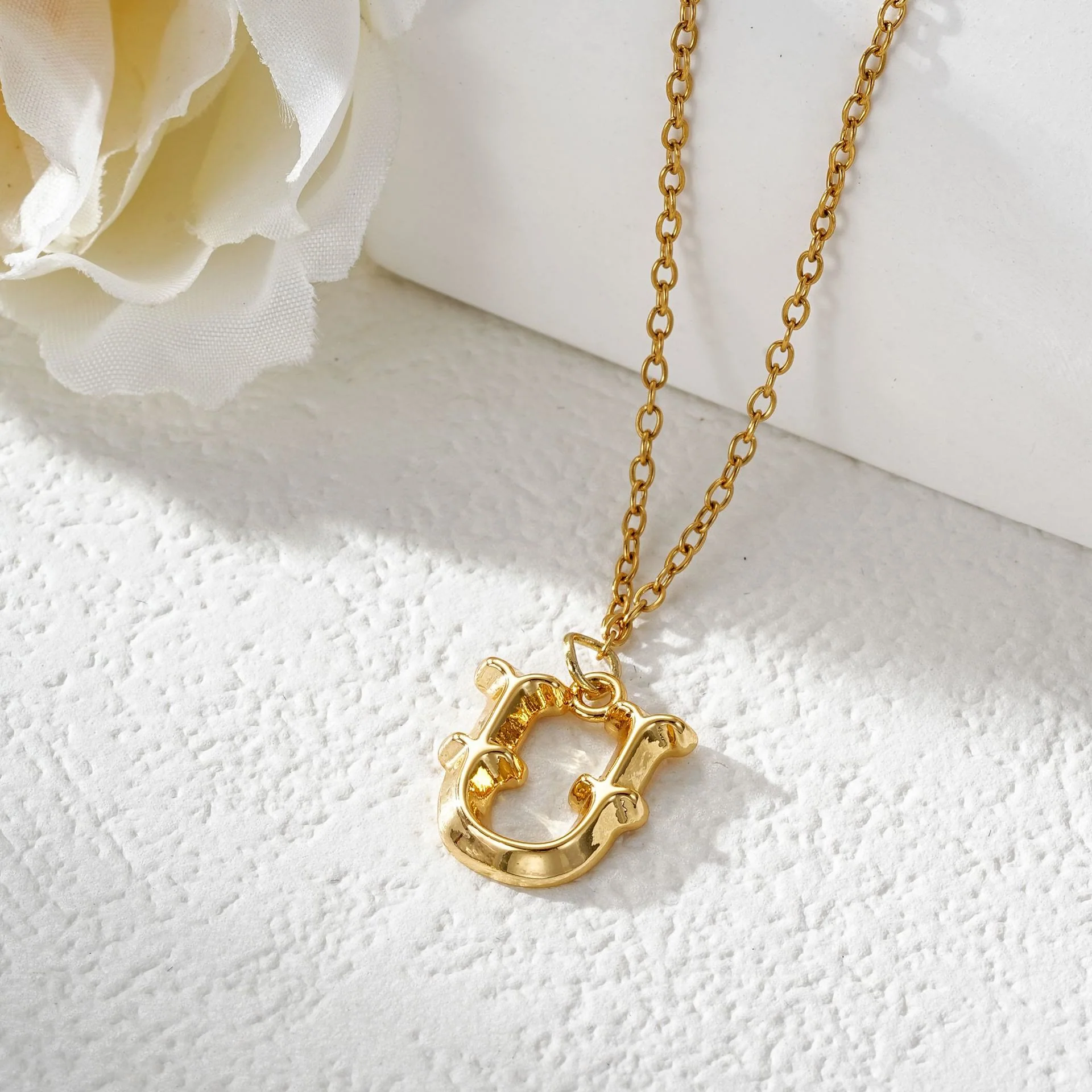 Elegant Golden & Sliver Letter Pendant Women's Necklace - Image 23