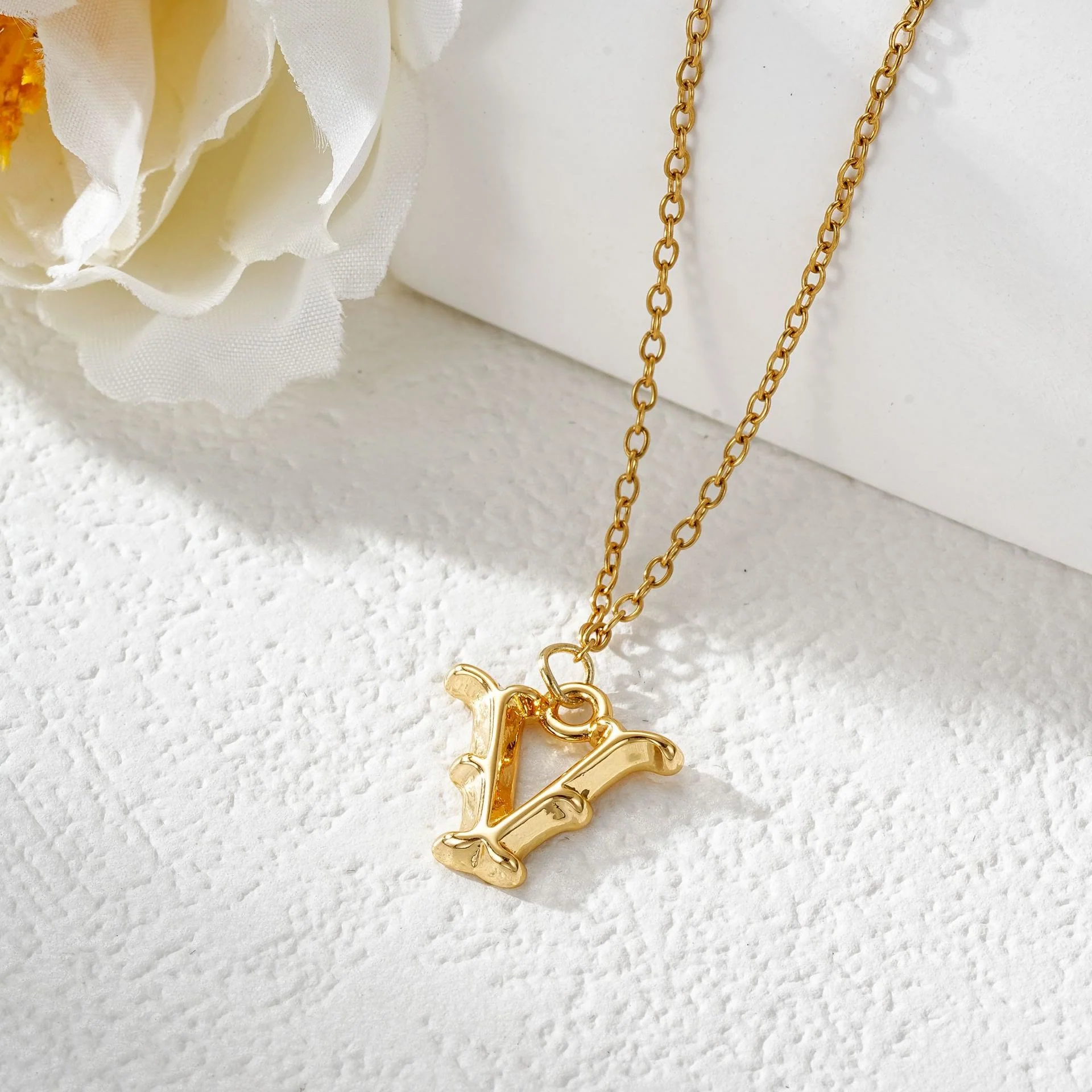 Elegant Golden & Sliver Letter Pendant Women's Necklace - Image 24