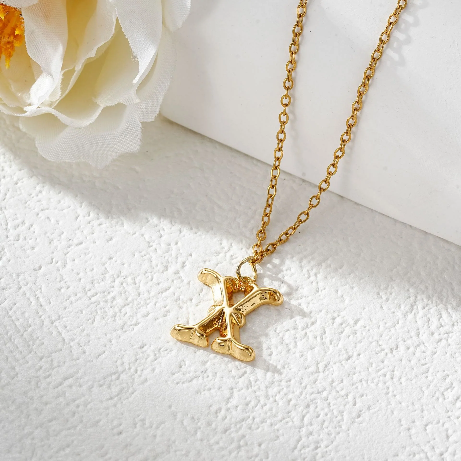 Elegant Golden & Sliver Letter Pendant Women's Necklace - Image 26