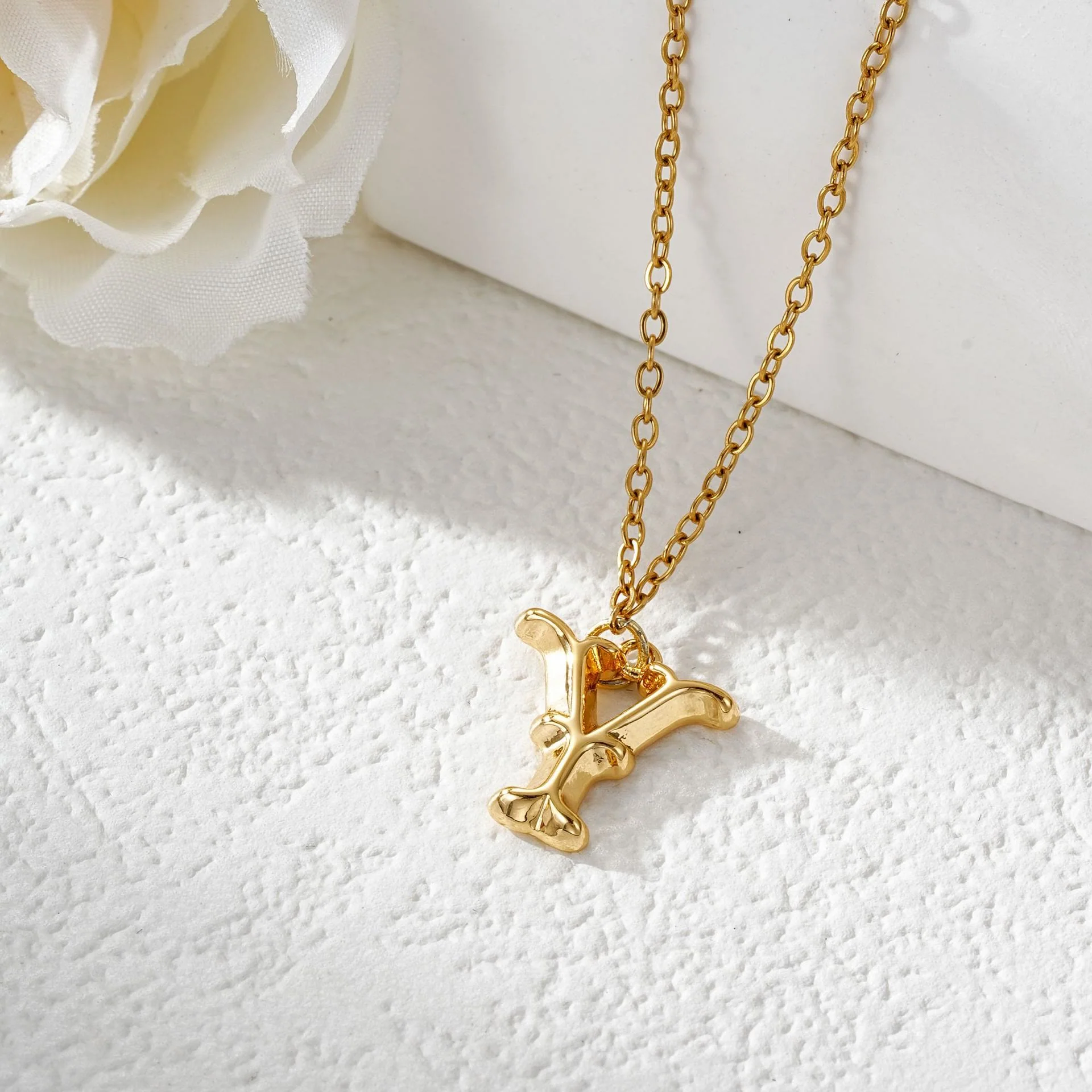 Elegant Golden & Sliver Letter Pendant Women's Necklace - Image 27
