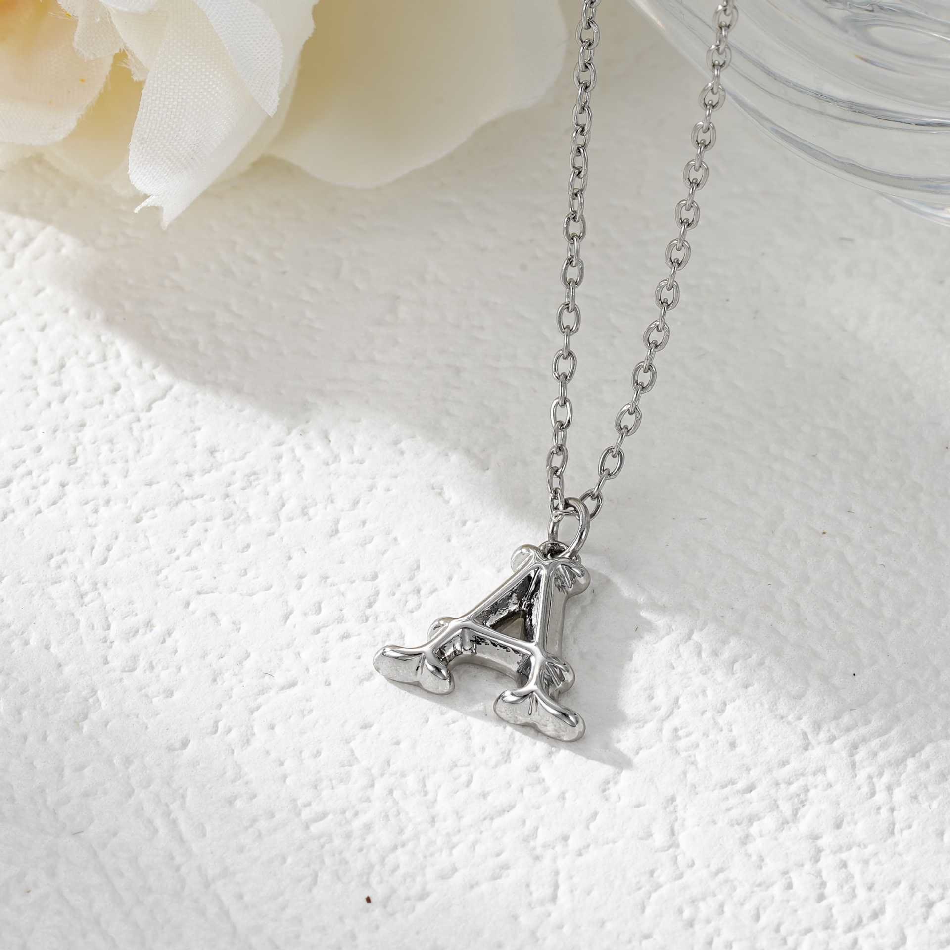 Elegant Golden & Sliver Letter Pendant Women's Necklace - Image 29