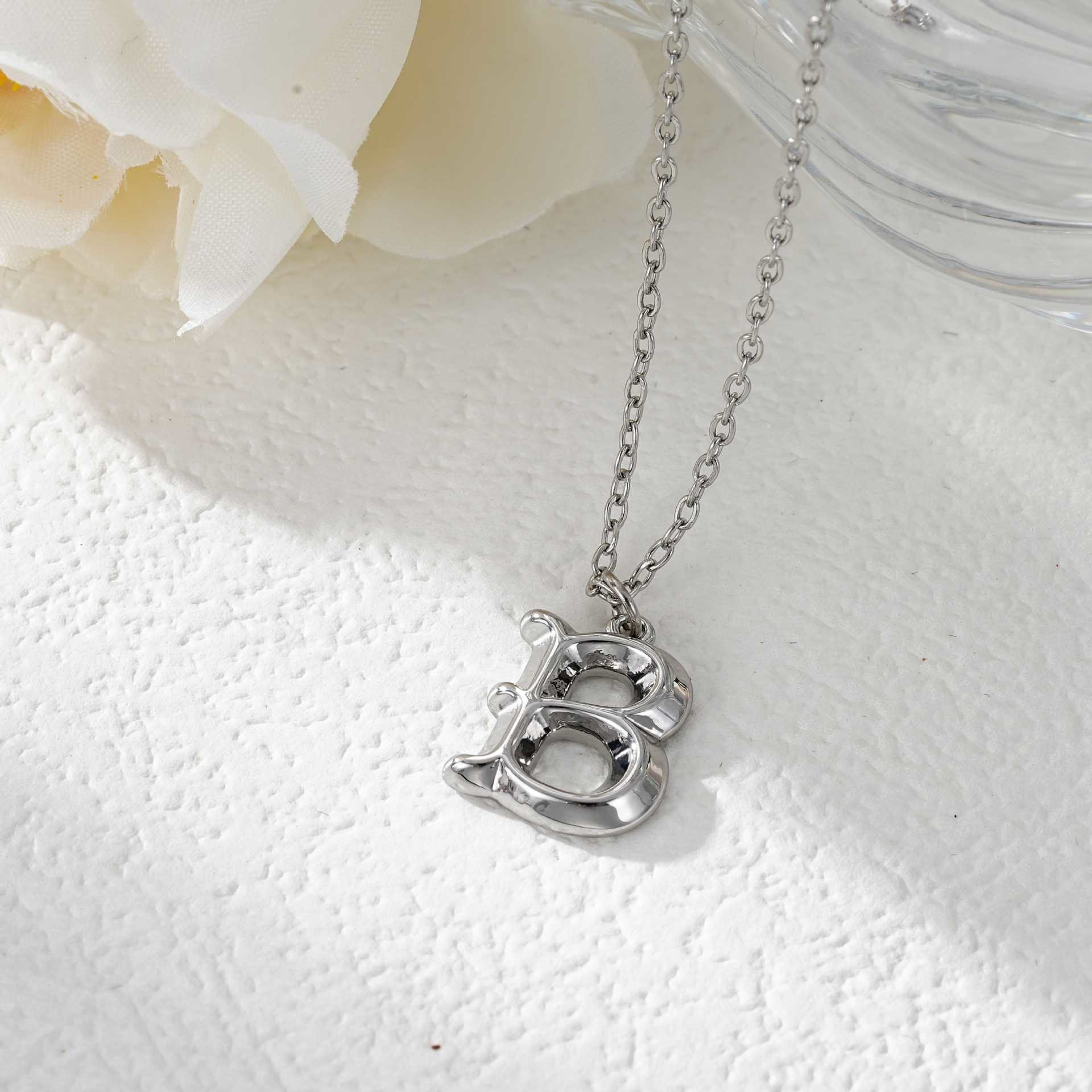 Elegant Golden & Sliver Letter Pendant Women's Necklace - Image 30