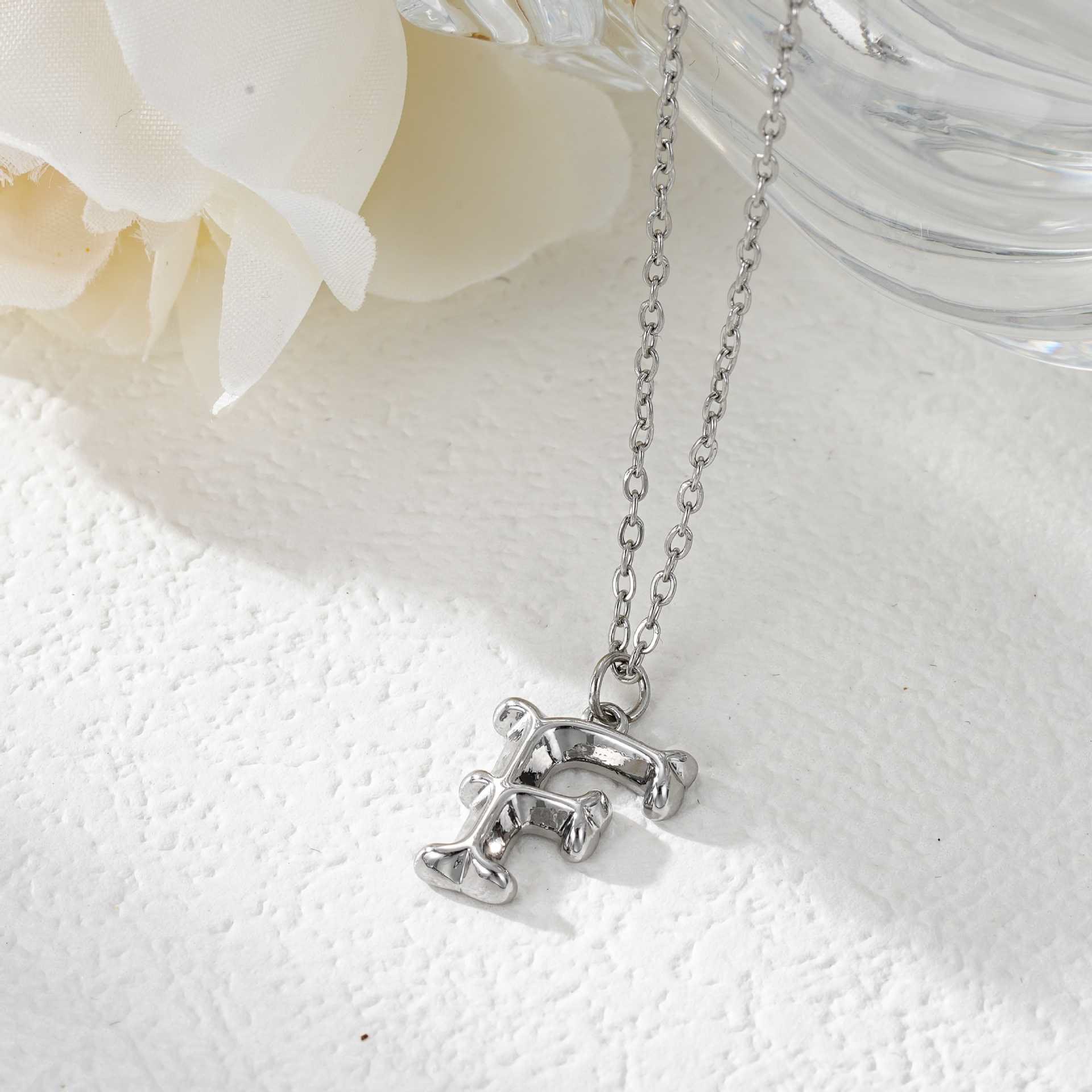 Elegant Golden & Sliver Letter Pendant Women's Necklace - Image 34