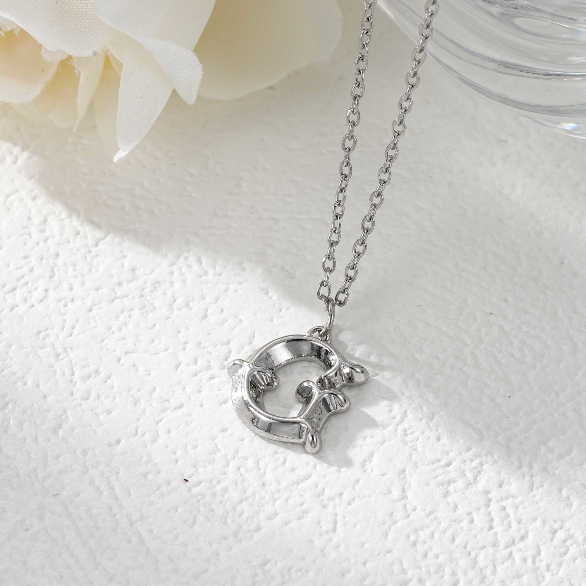 Elegant Golden & Sliver Letter Pendant Women's Necklace - Image 35
