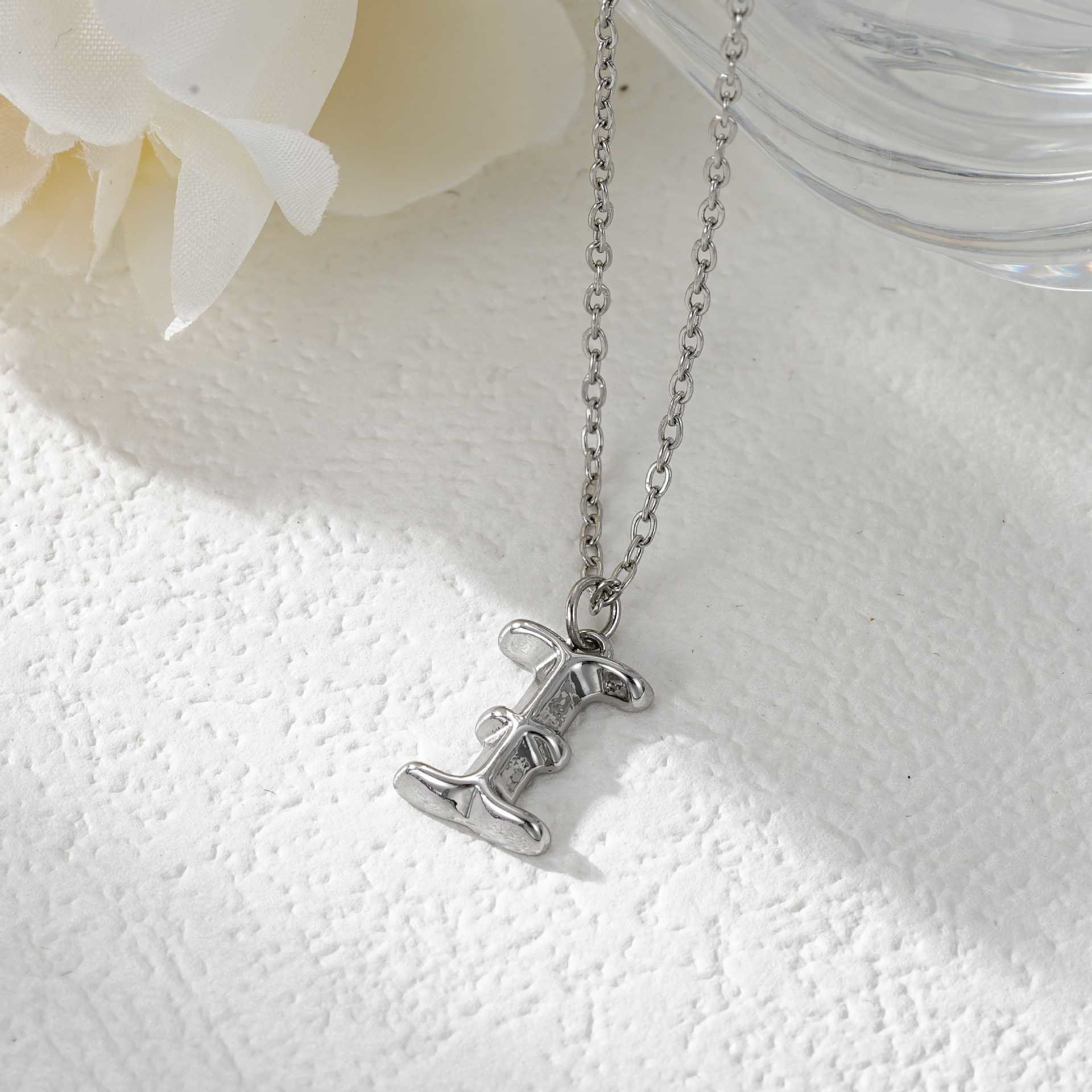 Elegant Golden & Sliver Letter Pendant Women's Necklace - Image 37