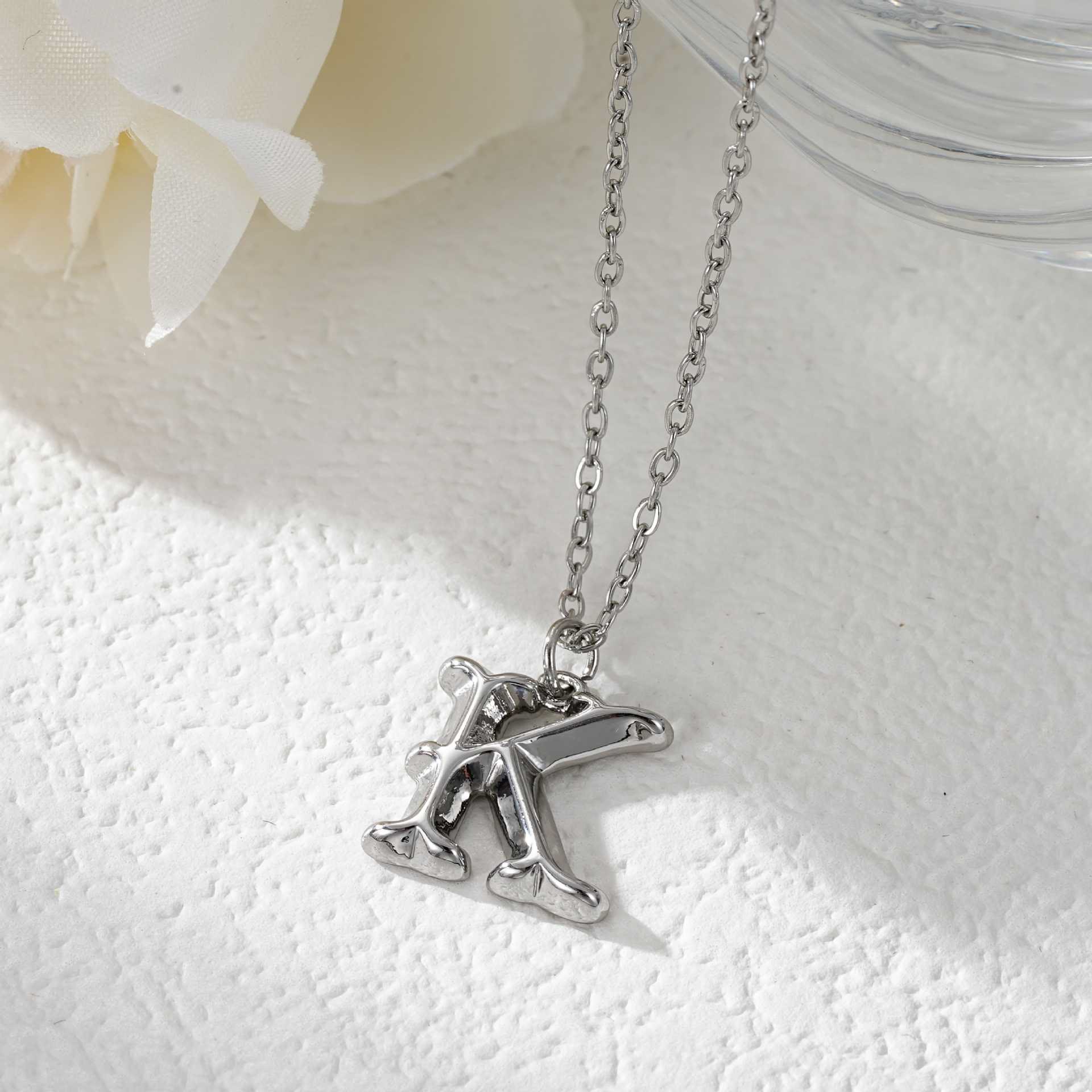 Elegant Golden & Sliver Letter Pendant Women's Necklace - Image 39