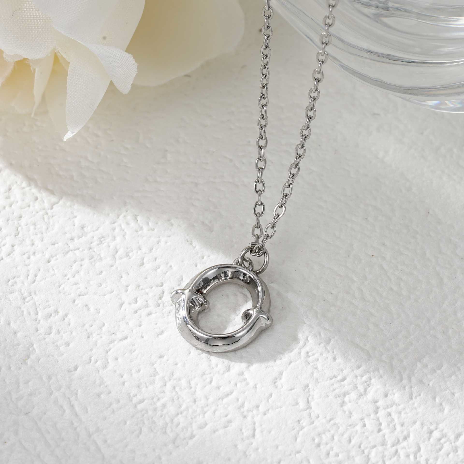 Elegant Golden & Sliver Letter Pendant Women's Necklace - Image 43