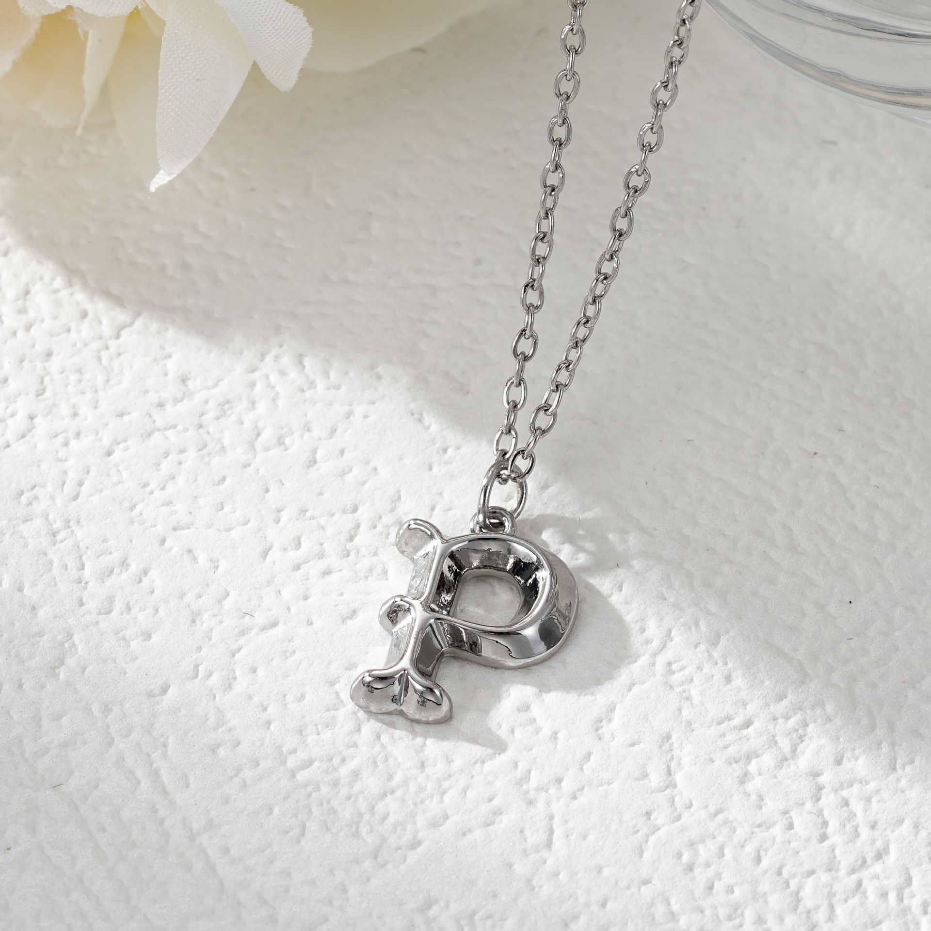 Elegant Golden & Sliver Letter Pendant Women's Necklace - Image 44