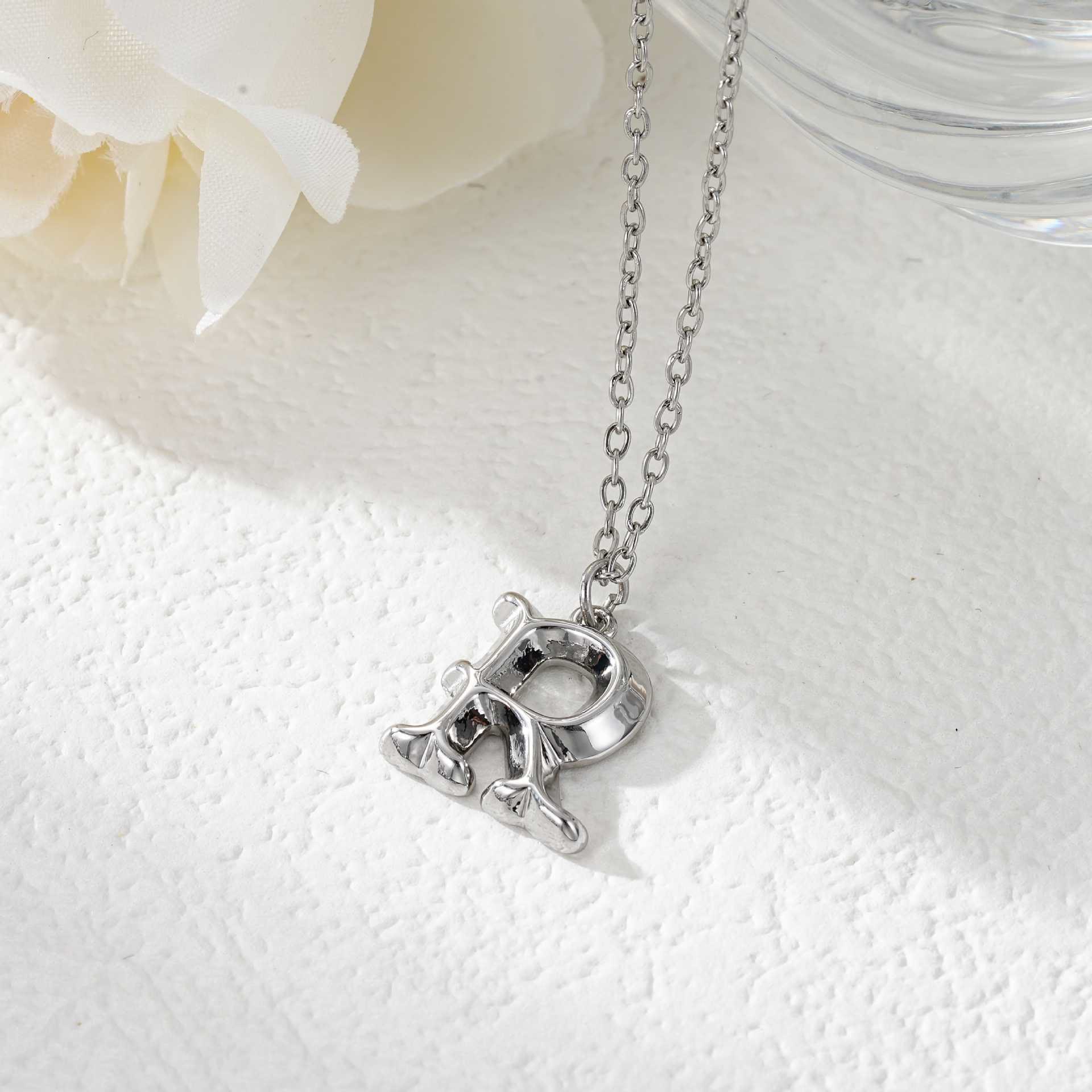 Elegant Golden & Sliver Letter Pendant Women's Necklace - Image 46
