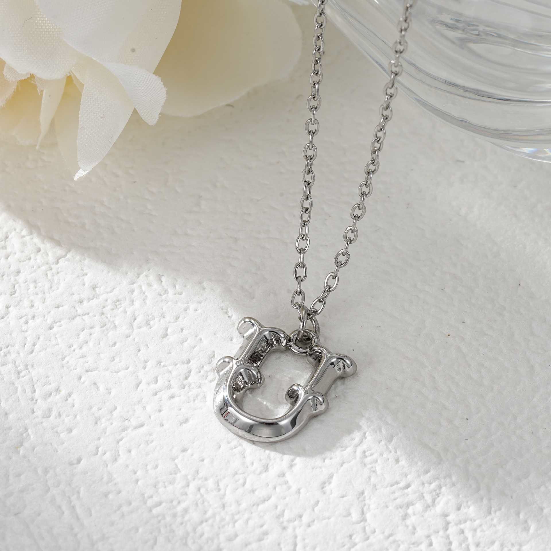 Elegant Golden & Sliver Letter Pendant Women's Necklace - Image 49