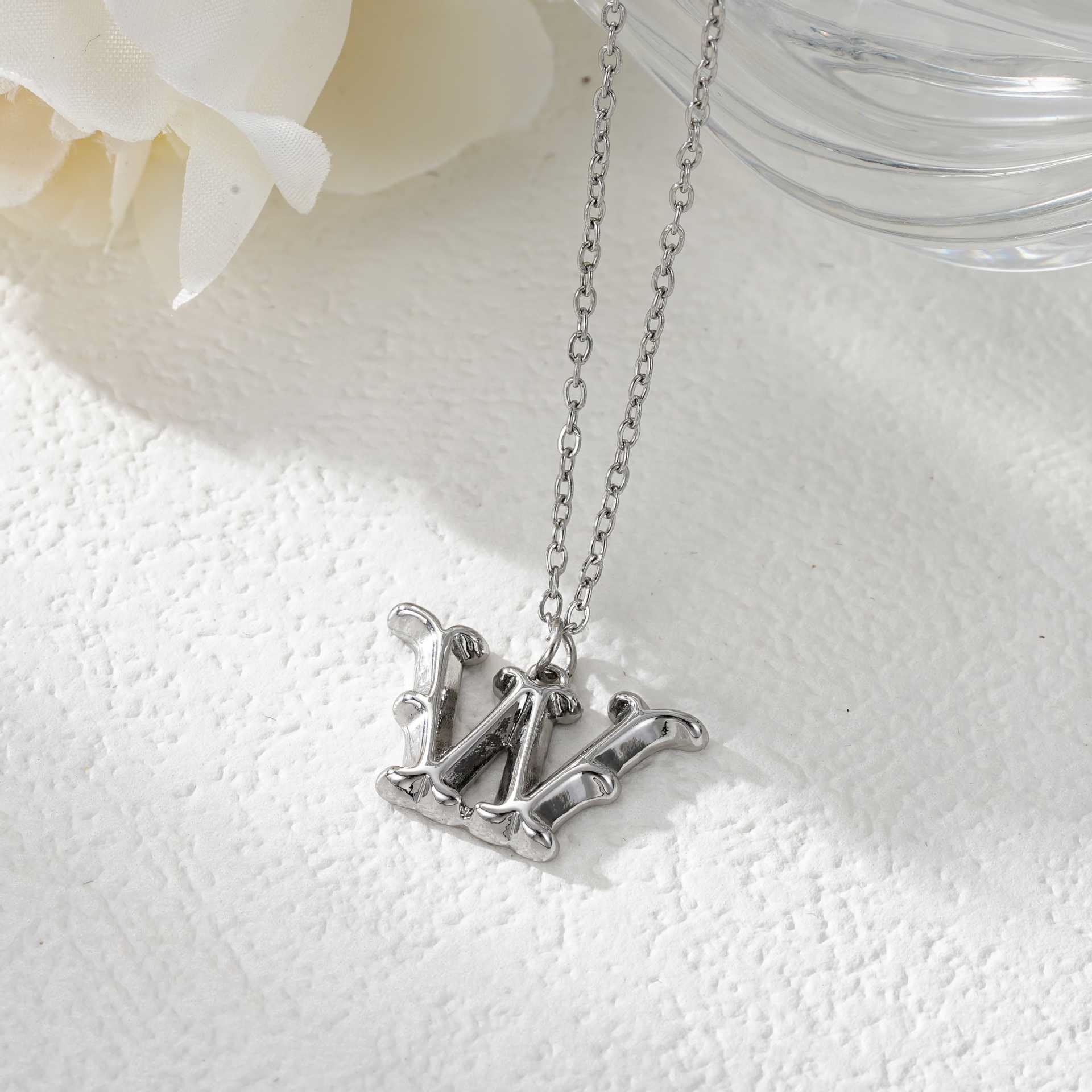 Elegant Golden & Sliver Letter Pendant Women's Necklace - Image 51