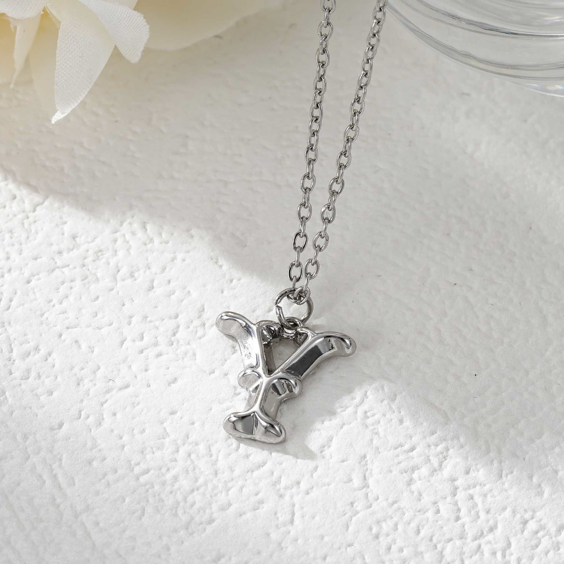 Elegant Golden & Sliver Letter Pendant Women's Necklace - Image 53