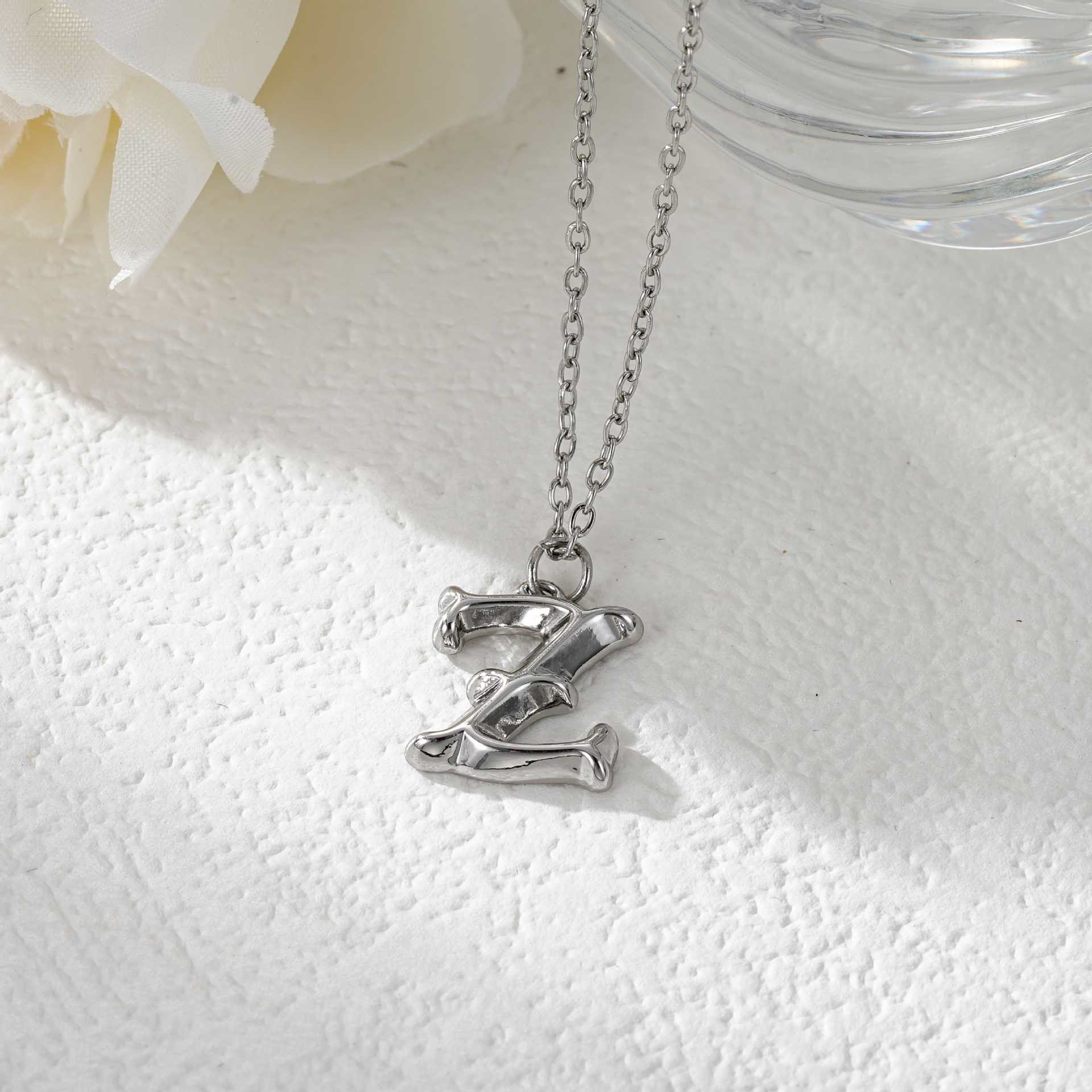 Elegant Golden & Sliver Letter Pendant Women's Necklace - Image 54