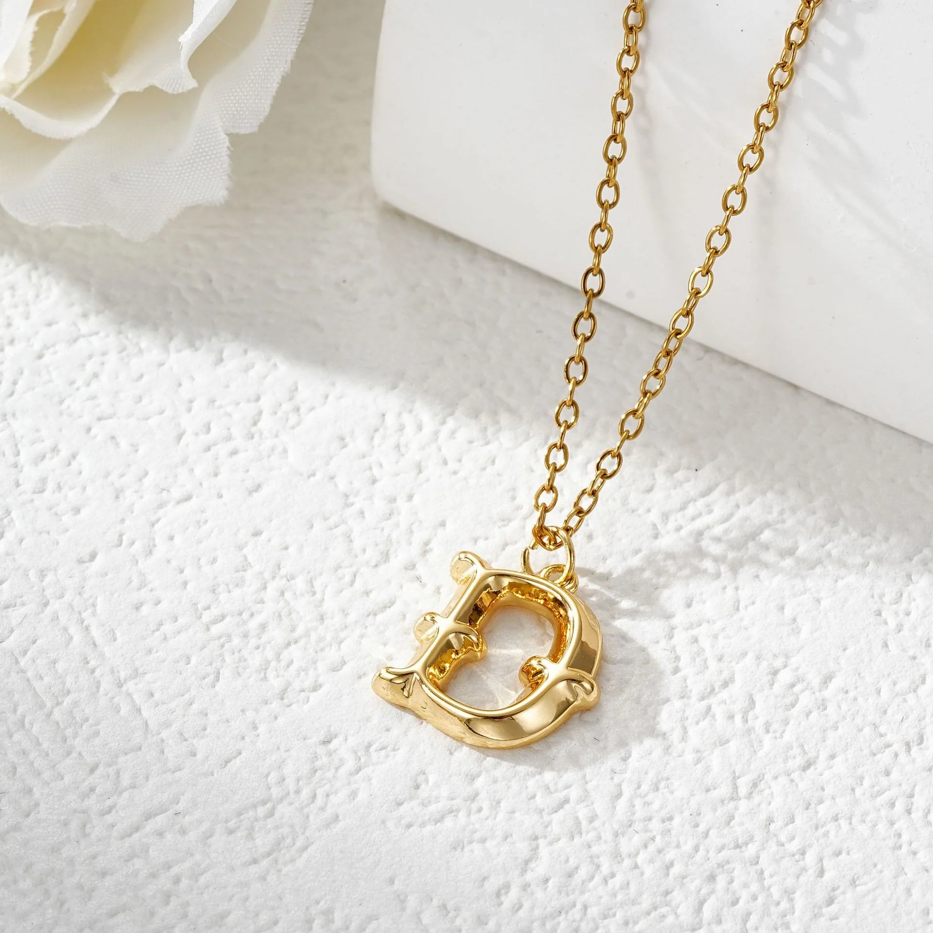 Elegant Golden & Sliver Letter Pendant Women's Necklace - Image 6