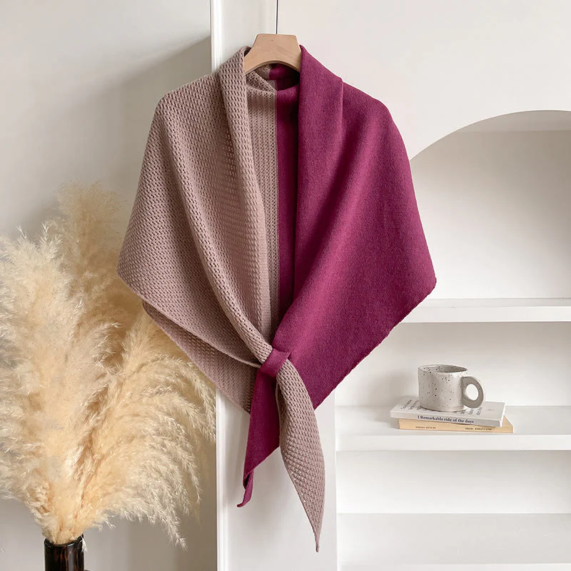 Elegant Women's Winter Double Colors Triangular Shawl Scarf
