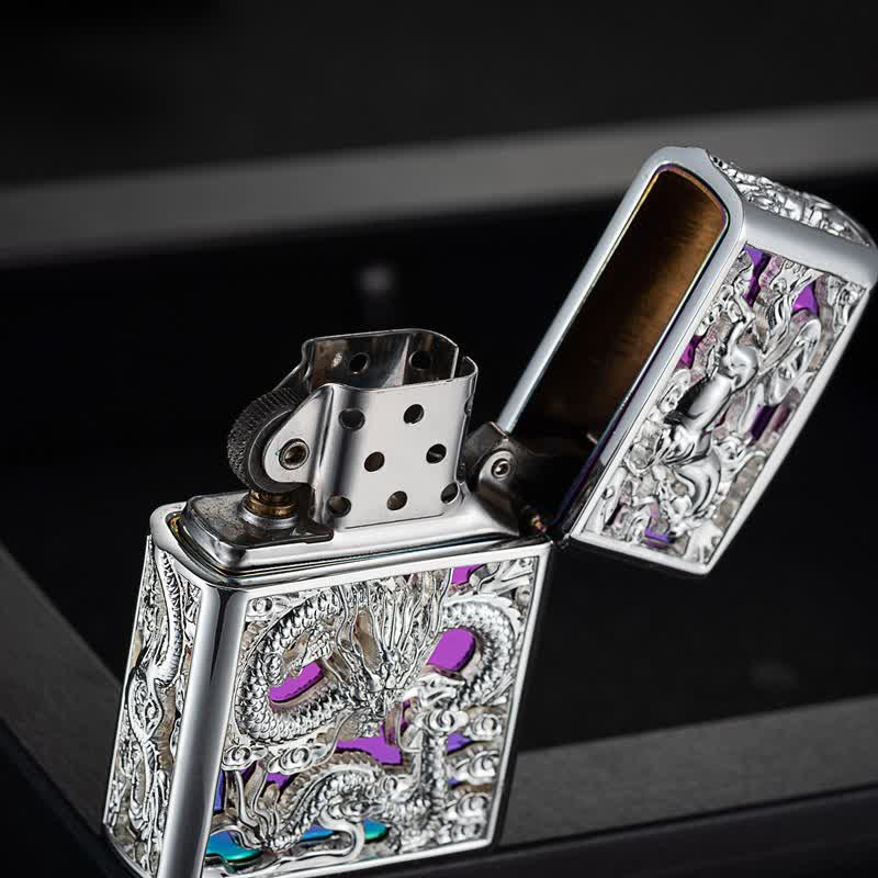 Embossed 3D Carving Dragon Refillable Kerosene Lighter - Image 5