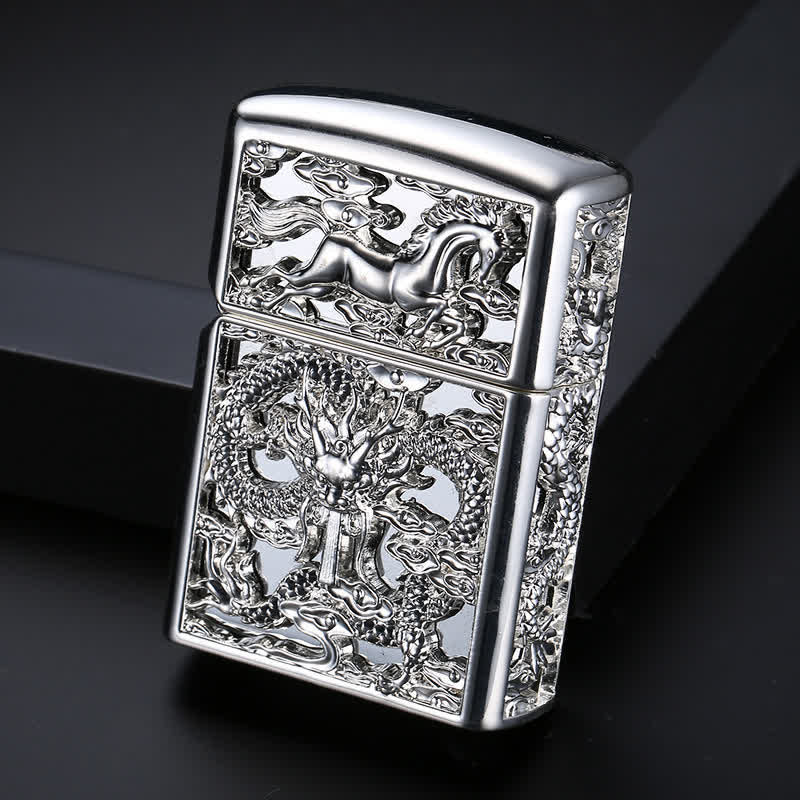 Embossed 3D Carving Dragon Refillable Kerosene Lighter - Image 7
