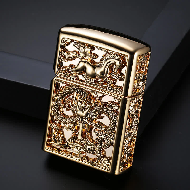 Embossed 3D Carving Dragon Refillable Kerosene Lighter - Image 8