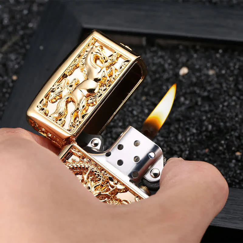 Embossed 3D Carving Dragon Refillable Kerosene Lighter - Image 9