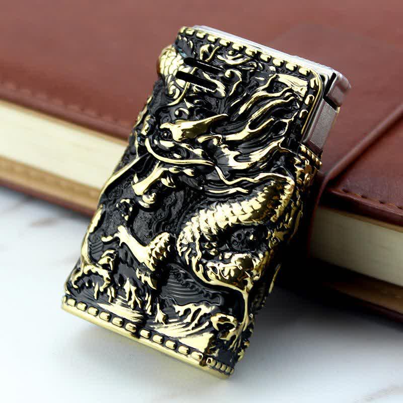 Embossed Dragon Detachable Shell Refillable Kerosene Lighter - Image 11