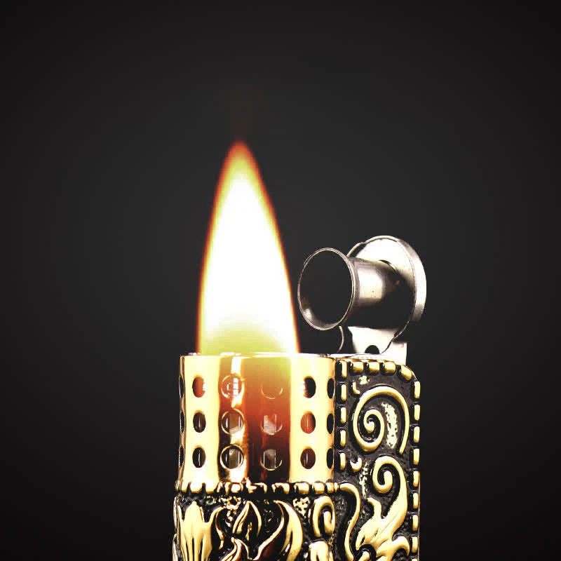 Embossed Dragon Detachable Shell Refillable Kerosene Lighter - Image 2