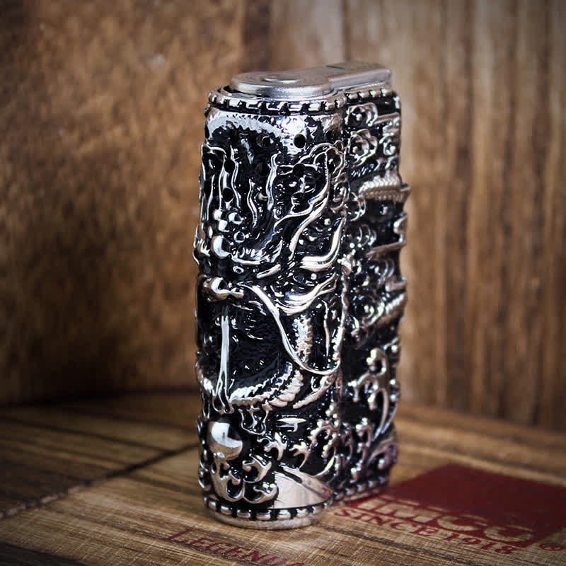 Embossed Dragon Detachable Shell Refillable Kerosene Lighter - Image 4