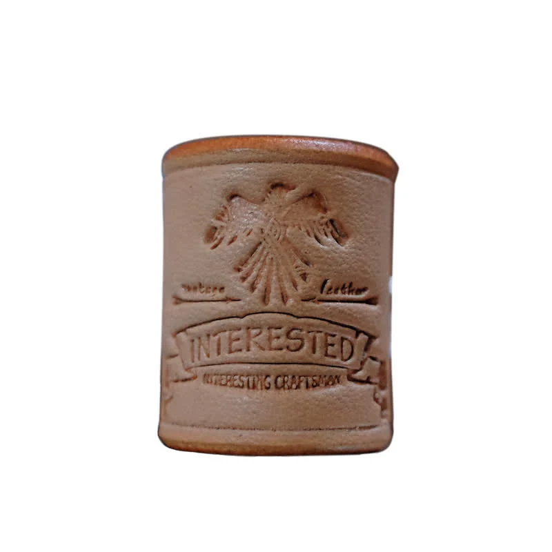 Embossing Eagle Vegetable-Tanned Leather Scarf Ring - Image 3