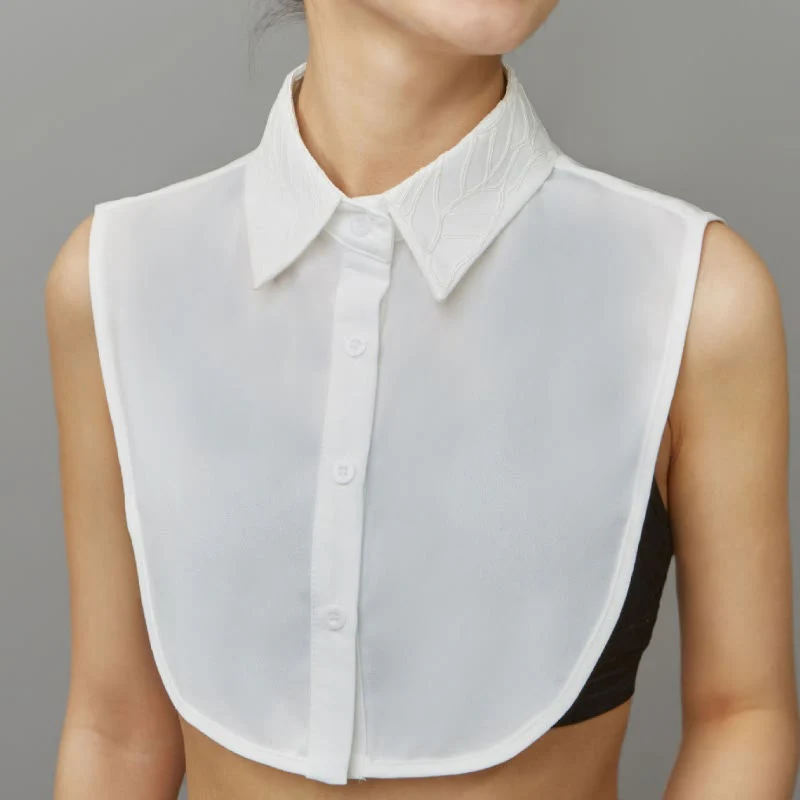 Embroidered Floral False Collar Detachable Half Shirt Blouse - Image 3