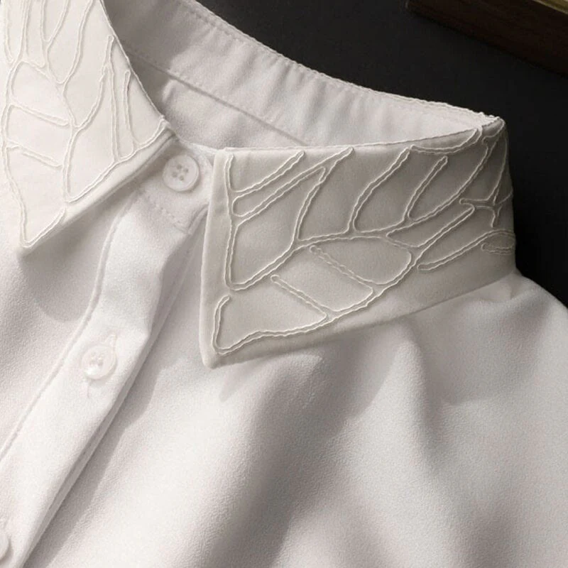 Embroidered Floral False Collar Detachable Half Shirt Blouse - Image 6