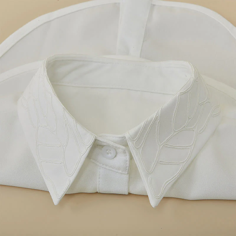 Embroidered Floral False Collar Detachable Half Shirt Blouse - Image 7