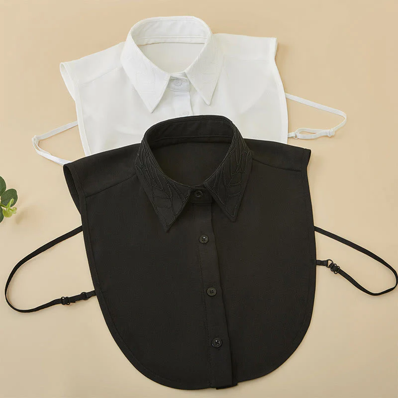 Embroidered Floral False Collar Detachable Half Shirt Blouse - Image 8