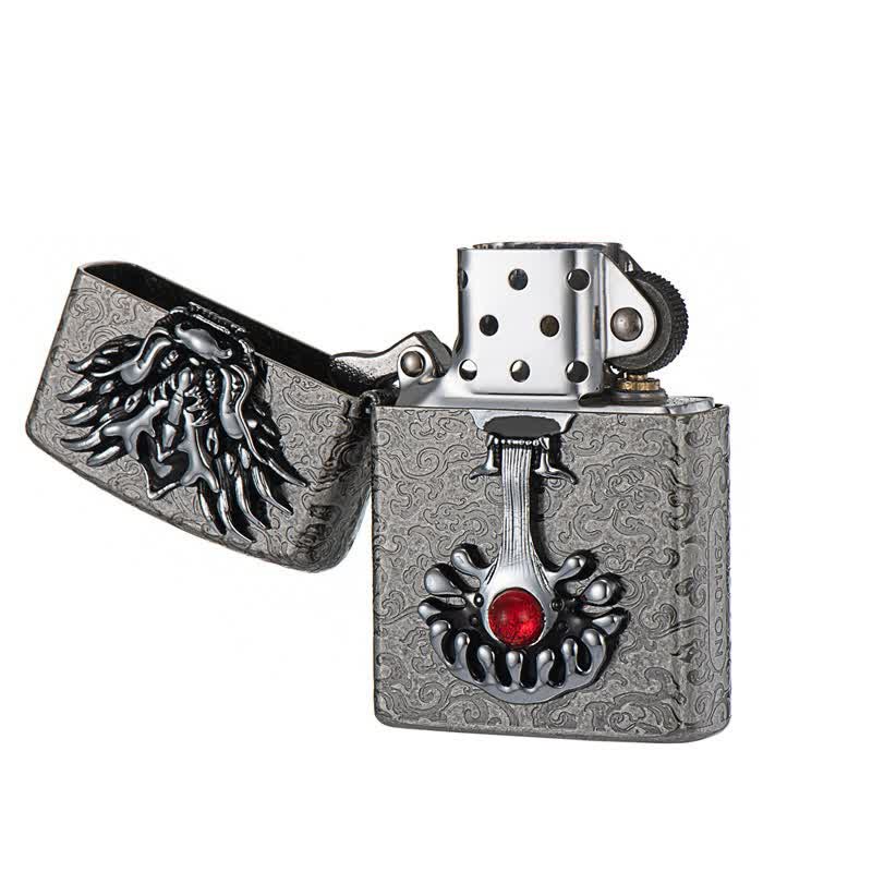 Engraved Dragon-Shaped Retro Refillable Kerosene Lighter - Image 6
