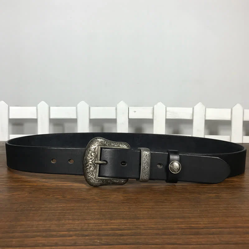 Engraved Floral Indian Element Loop Leather Belt - Image 12