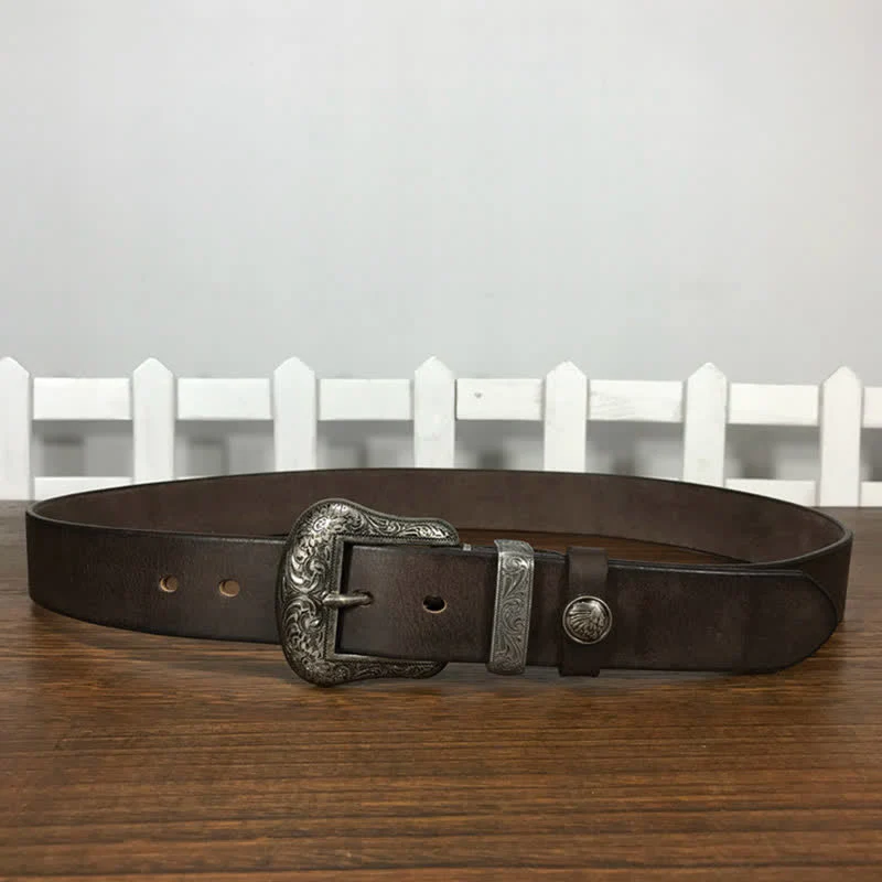 Engraved Floral Indian Element Loop Leather Belt - Image 17