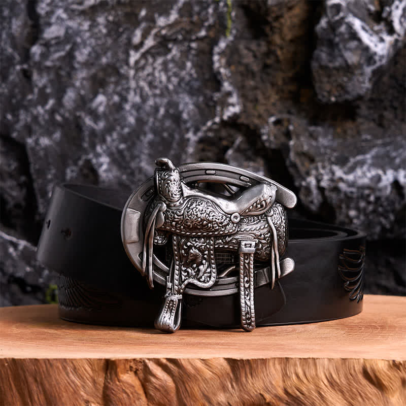 Equestrian Sports DIY Saddle Horse Shoe Buckle Leather Belt - Image 3