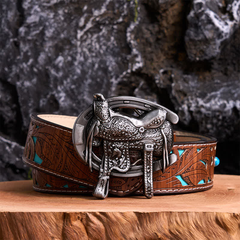 Equestrian Sports DIY Saddle Horse Shoe Buckle Leather Belt - Image 4