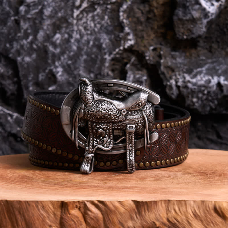 Equestrian Sports DIY Saddle Horse Shoe Buckle Leather Belt - Image 5