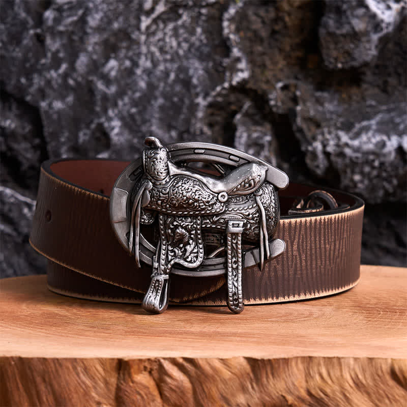 Equestrian Sports DIY Saddle Horse Shoe Buckle Leather Belt - Image 6