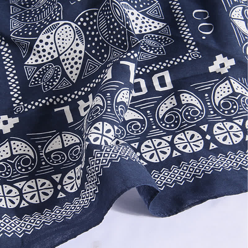 Ethnic Floral Pattern Square Scarf with Scarf Buckle - Image 5