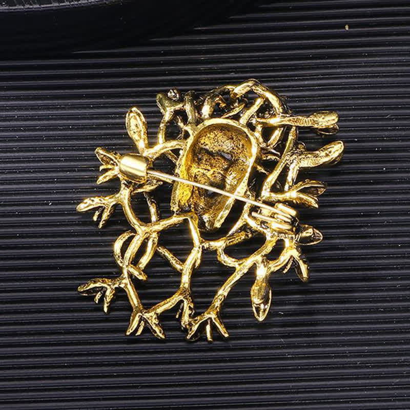 Exaggerated Snake Wrapped Skull Head Skull Brooch - Image 3