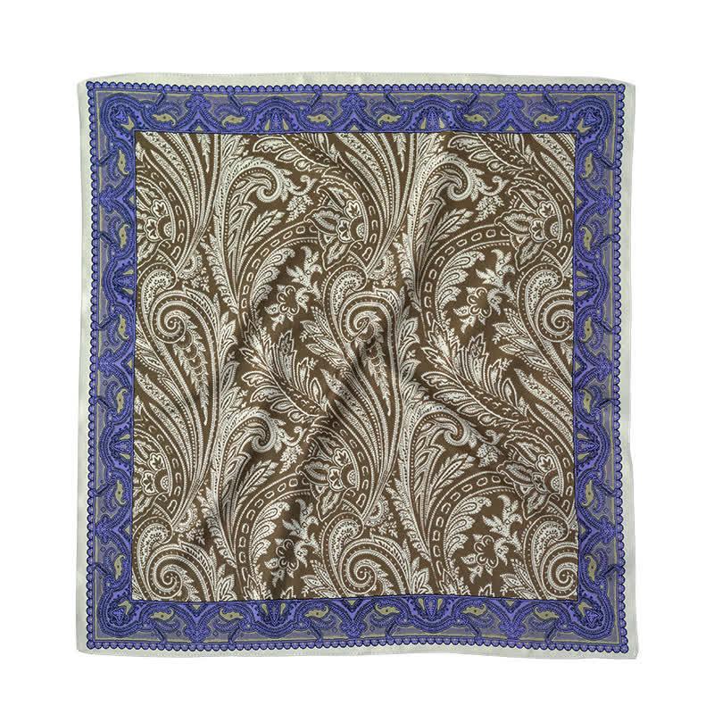 Exotic Paisley Printed Square Scarf with Scarf Buckle - Image 2
