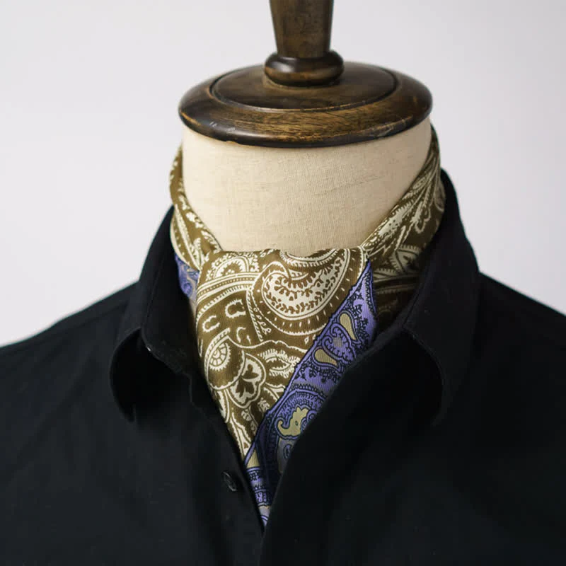 Exotic Paisley Printed Square Scarf with Scarf Buckle - Image 4