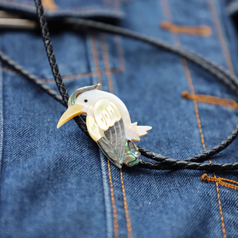 Exotic Parrot Natural Birds Shaped Shell Bolo Tie - Image 3