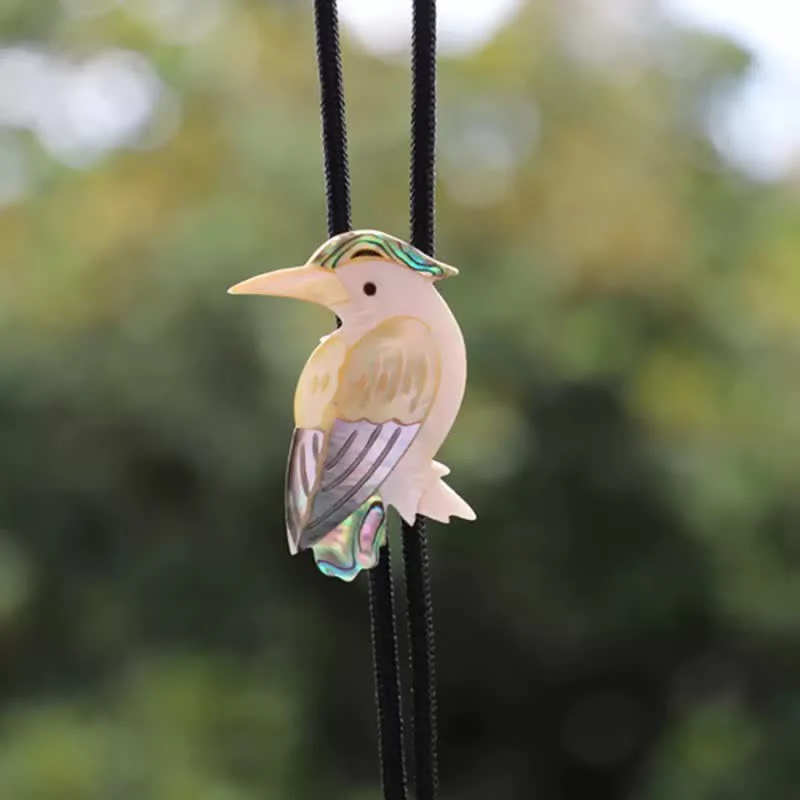 Exotic Parrot Natural Birds Shaped Shell Bolo Tie - Image 7