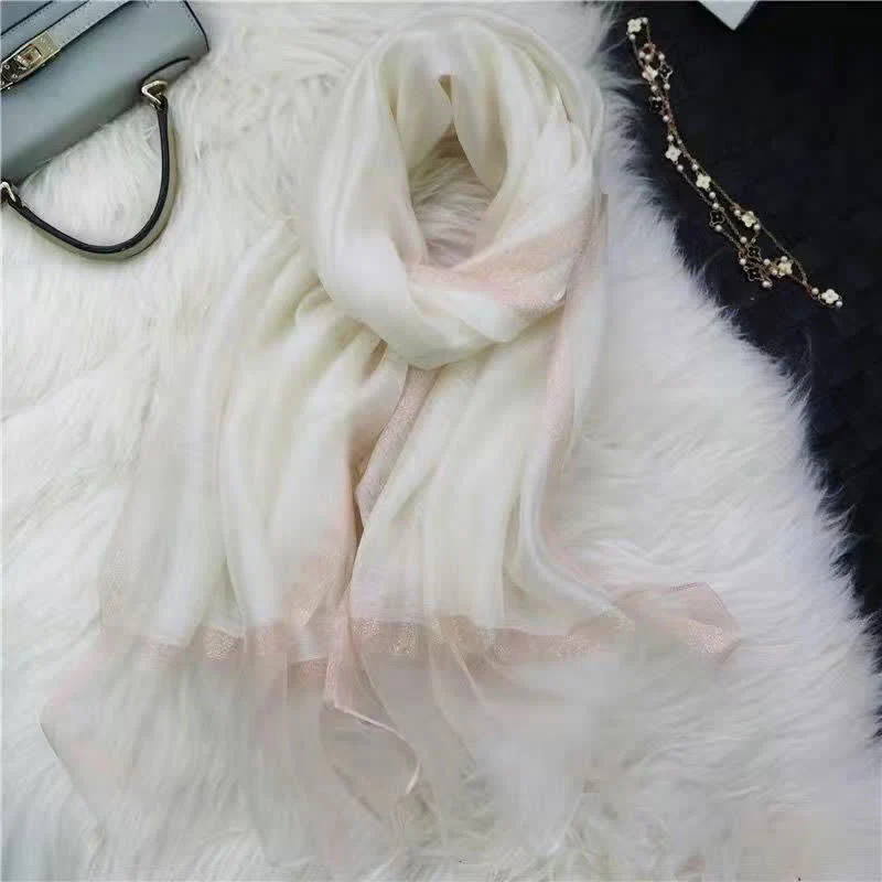 Exotic Style Golden Edge Solid Color Thin Scarf - Image 10