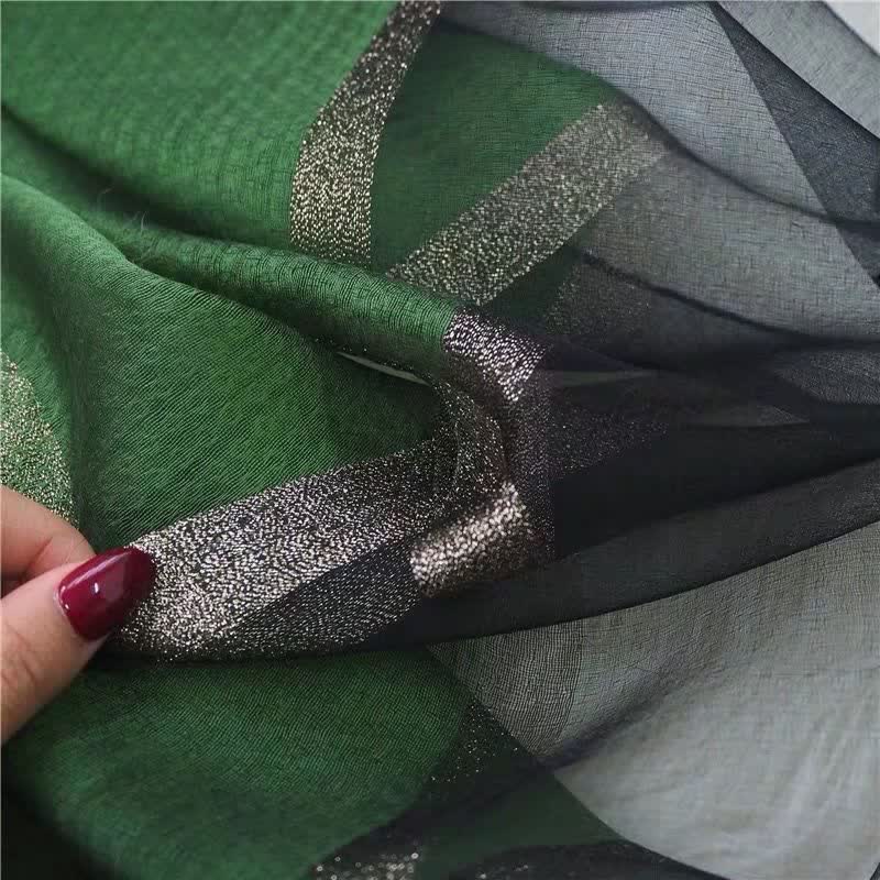 Exotic Style Golden Edge Solid Color Thin Scarf - Image 3