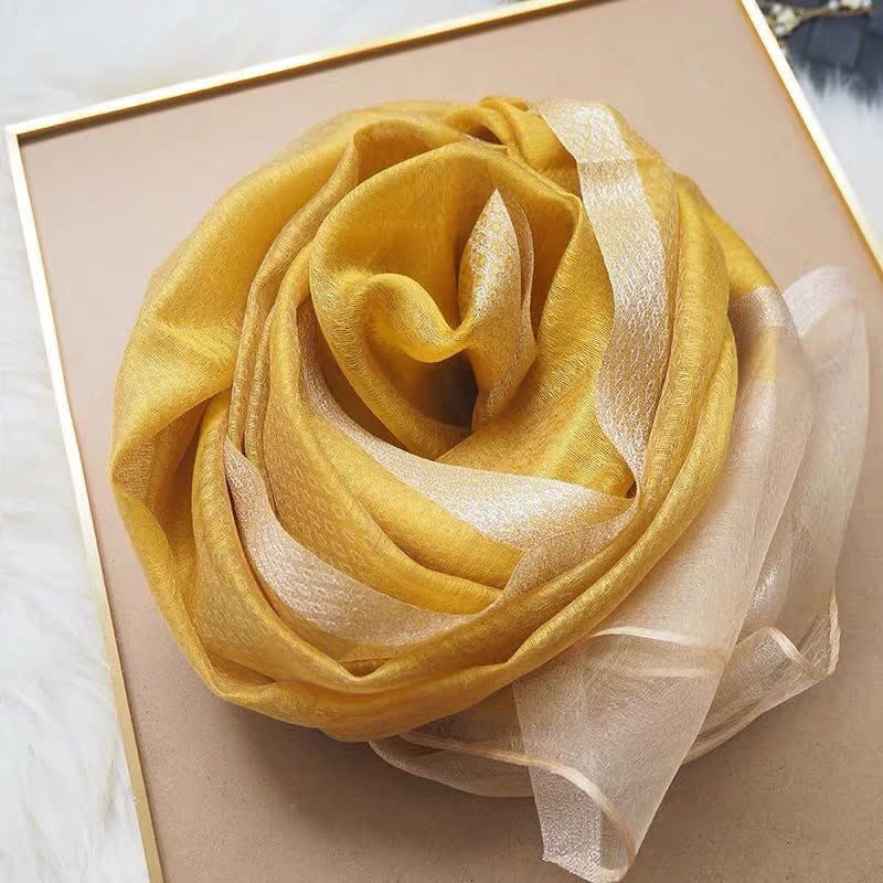 Exotic Style Golden Edge Solid Color Thin Scarf - Image 5