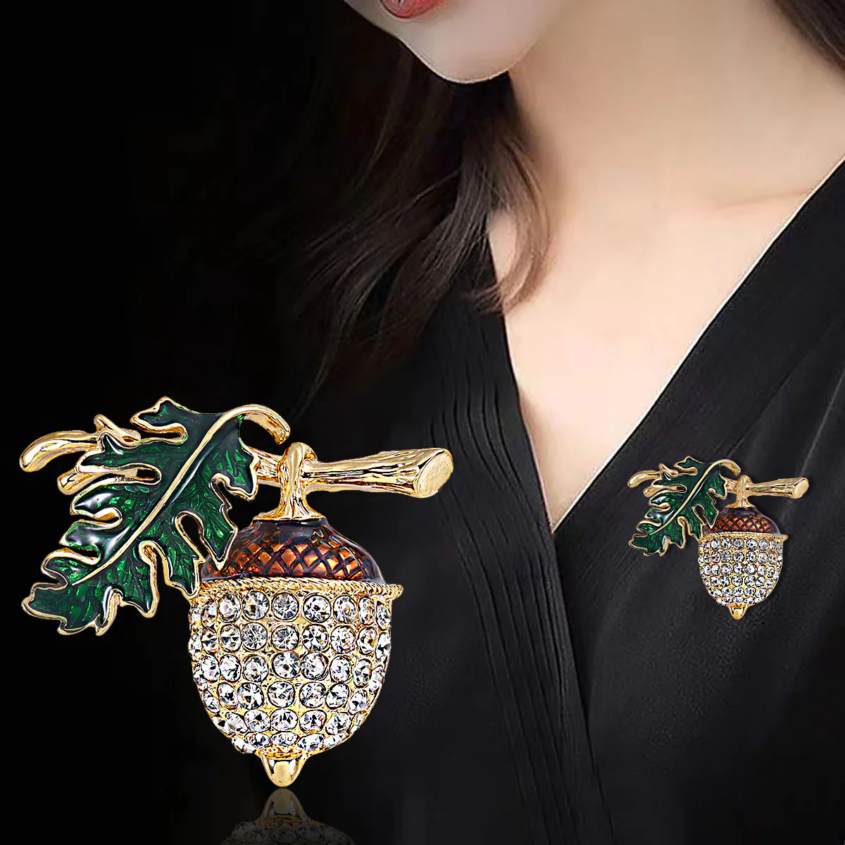 Exquisite Autumn Pinecone Diamond Alloy Brooch - Image 2