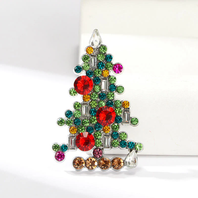 Exquisite Diamond Studded Christmas Tree Brooch - Image 4